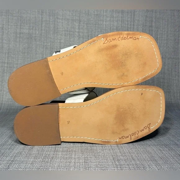 Sam Edelman Haydee Slide Flat Sandals White Leather Size 7.5 - Picture 6 of 7